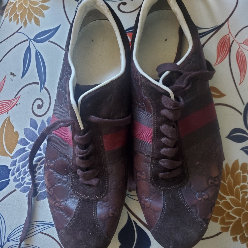 dark Brown leather & suede Gucci casual shoes